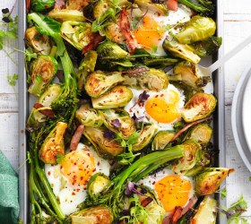 Egg, Bacon and Sprouts Tray Bake